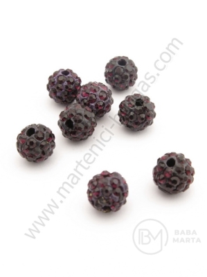 Mărgele Shamballa cu cristale 8mm violet închis 1 buc 309412