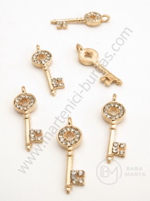 Pandantiv cristal metalic 25x8mm culoare aurie 1 buc 309336