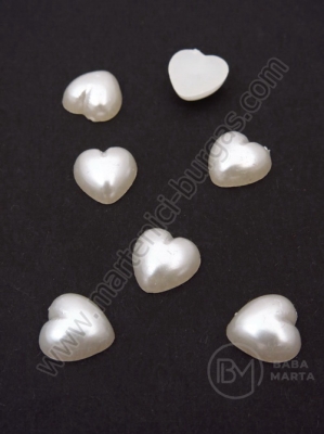 Inimă pentru lipit 10x4mm alb perlat 1 pachet 50 buc 151474