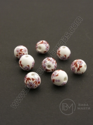 Bilă de porțelan 8mm vopsită gaură 2mm 1 buc 335204