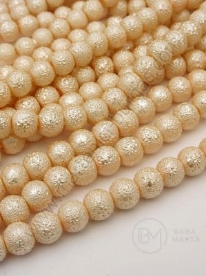 Șir de perle 8mm glass pearsică brută ~80cm ~105 pieces 341071