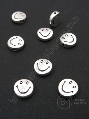 Mărgele metallice smile 10x3.5mm color argintie 1 pachet 10 buc 306262