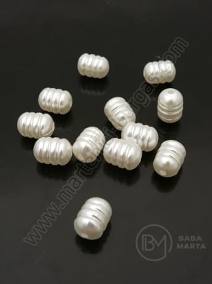Mărgele perlate 10x7.5mm, gaură albă 1.8mm, 1 pachet ~60 buc 312604
