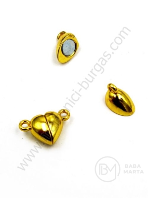 Închizatore magnetică 15x9.5x6mm inimă aurie gaură 1.5mm 1 buc 302214