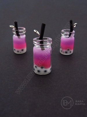 Pandantiv borcan de sticla 18x10mm cu smoothie de fructe 1 pachet 2 bucati 335591