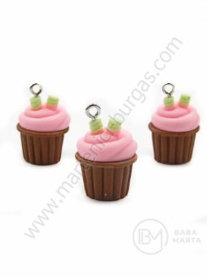 Pendant din rășină cupcake-muffin ~22x~17mm gaură 2mm 1 paquet 2 buc 335858