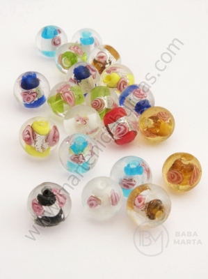 Mărgele de sticlă 12mm gaură lampwork 2mm 1 buc 335193