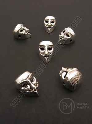 Mărgele Mască Anonim 10x10x14mm argintiu 1 pachet 3 buc 306475