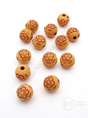 Mărgele 8mm imitație lemn gaură 1.5mm 40g ~110buc 311829