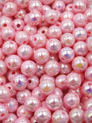 Mărgele roz 8mm efect AB gaură 1.8mm 1 pachet 40g ~148 buc 312853