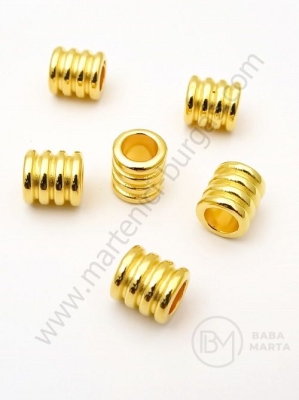Mărgele metallice 10x9mm aurii, gaură 6mm, 1 pachet, 5 buc. 308681
