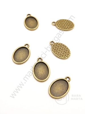 Pendant 20x13mm base bronz antic pentru încrustare 14x10mm 1 pachet 10 buc 306826