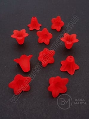 Pălărie florală 17x12mm roșu mat gaură 1.8mm 1 pachet 40g ~67 buc 312622