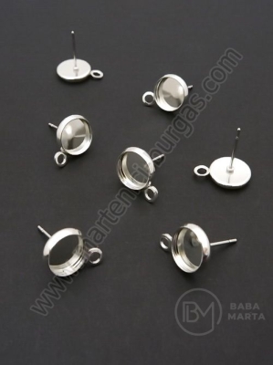 Vârf metalic pentru cercei, bază de încorporare, 8mm, 1 pachet, 10 buc 302097
