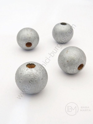 Bilă de lemn argintie ~20mm gaură 5mm 1 paquet 40g ~14buc 321309