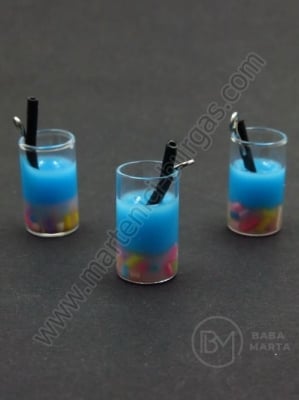 Pendant sticla cup 18x12mm, cocktail de fructe, gaura 2mm, 1 pachet, 2 buc. 335892