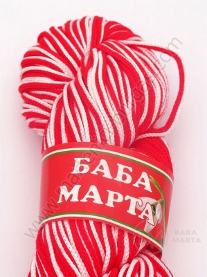 Sfoară albă și roșie 50% acrilic 50% poliester 100g ~70 metri 431362