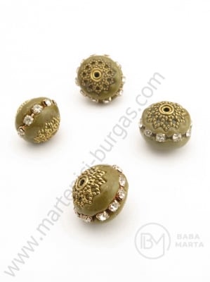 Mărgele Indonezia ~15x~14mm lucrate manual gaură 2mm 1 buc 308557