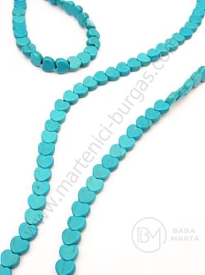 Inimă turcoaz 5x6x3mm gaură 1mm ~79 buc 1 buc 352295