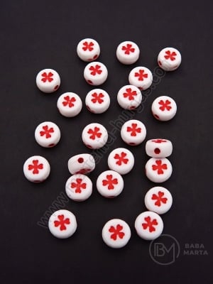 Mărgele trifoi roșu 7x4mm, gaură 1.4mm, 1 pachet 40g ~290 buc 312791