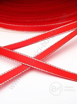 Panglică de satin rouja 6mm cu clipici argintiu, 1 pack, 5 meters, 451546