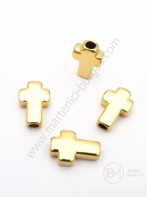 Cruce OȚEL (304) 14x10x4mm culoare aurie gaură 2.7mm 1 buc 305772