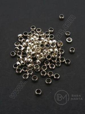 Bilă metalică cu dop 3x2mm, argintiu, gaură 2mm, 1 pachet, 100 buc. 302175