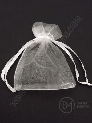 Saculet pentru bijuterii 7x9cm organza alb 1 pachet 10 buc 461276