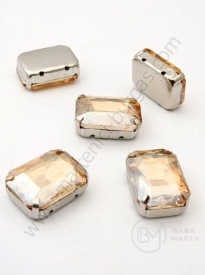 Sticlă cristal (cristal) 13x18mm aurie în coș metalic 1 pachet 2 buc 151523