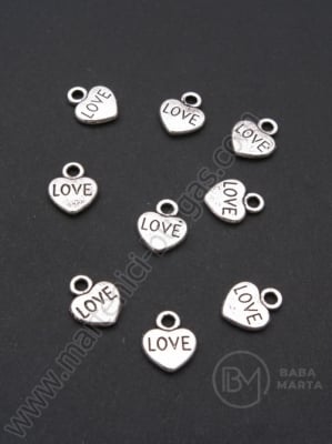 Pandantiv metalic inimă 12x10mm culoare argintie 1 pachet 20 buc 306126