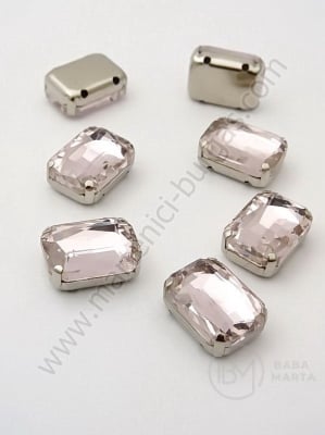 Sticlă cristal (cristal) 10x14mm roz în cutie metalică 1 pachet 2 buc 151517