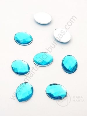 Pietricele acrilice 10x8x4mm albastre pentru lipit 1 pachet 50 buc 151589