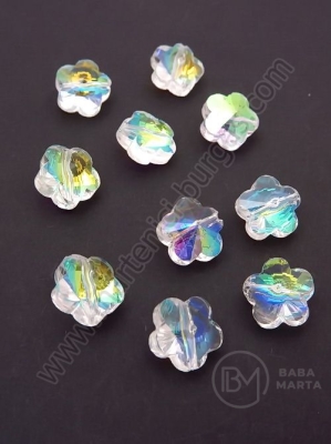 Cristal floral 10x7mm efect AB gaură 1mm 1 pachet 5 bucăți 335382