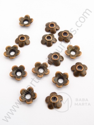 Mărgele florale metallice 6.5 mm color cuprului 50 buc 308233