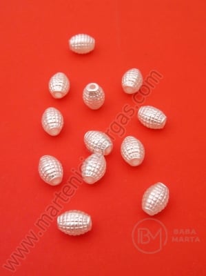 Mărgele perlate 8x6mm albe 1 pachet ~110 buc 312269