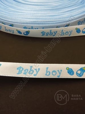 Panglică de satin albastră 10mm cu imprimeu 1 pachet 5 meters 451351