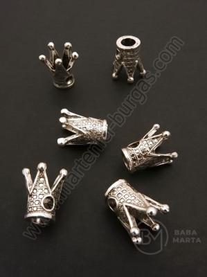 Mărgele metallice coroană 11x13x8mm argintiu 1 pachet 10 buc 306468