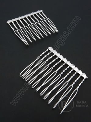 Pieptene metalice de par 42x37mm, culoare argintie, 1 pachet, 2 buc, 302188