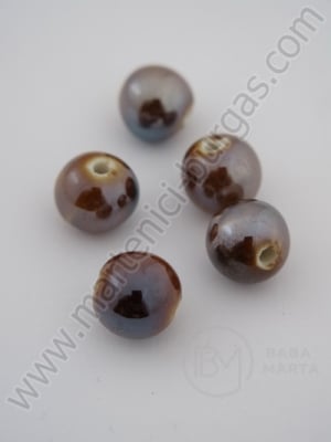 Bilă de porțelan ~12mm perlă maro 5 buc 8109