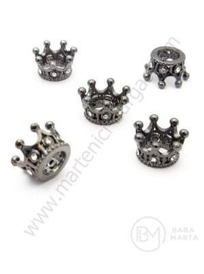 Mărgele metallice 11.5x6mm coroană cu zirconii forjate gaură 5mm 1 bucată 305281