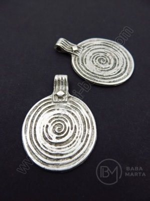 Pandantiv metalic 45x34mm culoare argintie gaură 2.5mm 1 buc 307982