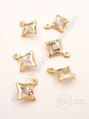 Pandantiv metalic cu cristal 17x14x6mm culoare aurie 1 pachet 10 buc 335449