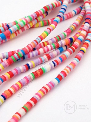 Șir de șaibe 3x1mm amestec de pastă polimerică fimo ~380 ~400 bucăți 46cm 1buc 312751