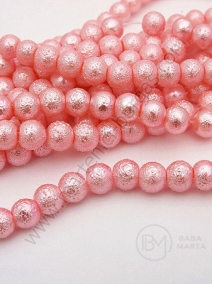 Șir de perle 6mm glass roz brută ~80cm ~145 pieces 341077