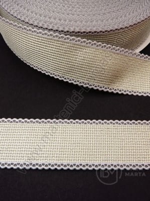 Panglică 25mm argintie lucioasa cu lamelă 1 pachet 5 metri 451438
