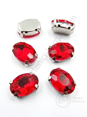 Placă de sticlă (cristal) 14x10x6.5mm roșu în coș metalic 1 pachet 4 buc 151758