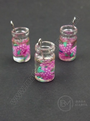 Pandantiv borcan de sticla 18x10mm cu cocktail de fructe 1 pachet 2 bucati 335659