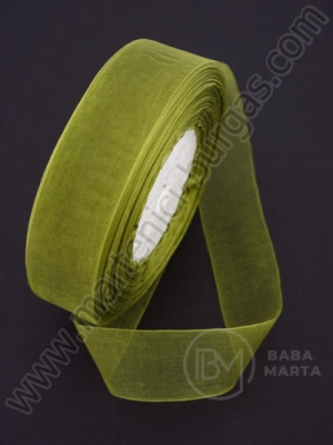 Panglică organza 25mm verde ~45 metri 8048