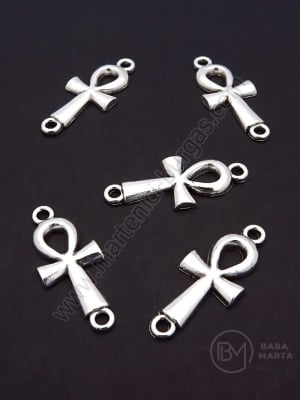 Element metalic Ankh 30x13mm culoare argintie 1 pachet 10 buc 306556