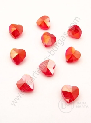 Inimă cristal 10x10x7mm Swarovski imitație efect roșu AB 1 pachet 5 bucăți 335394